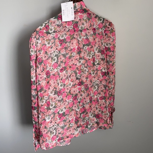 NWT! INC Ladies Floral Sheer Button Up Blouse - Picture 5 of 6
